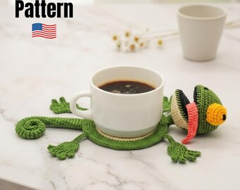 Patrón de posavasos de lagarto a crochet en PDF / Juguete amigurumi, decoración del hogar (descarga digital)