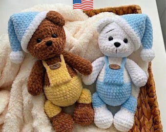 Crochet Teddy Bear Pattern PDF, Amigurumi Bear Clothes, Plush Toy, Nursery Decor (Digital Download)