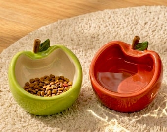 Charmante Apfel Keramik Katzenohrschale, Haustier Futter Wasserschale, Katzen-Liebhaber-Geschenk