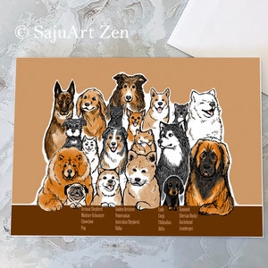 Greeting card   &quot;Year of Dogs  ... dogs?&quot; - zodiac - portrait - group photo