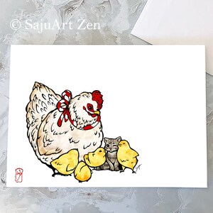 Tarjeta de felicitación "Familia -pollo & gato-" - familia - amor - lindo