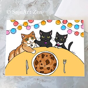 Carte de vœux « Cookie Cat » - chats - cookie - doux - fête - anniversaire