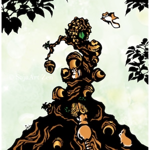 Print 8.5&quot;x11&quot;  &quot;Nuts House&quot;  forest animals - tree house - illustration