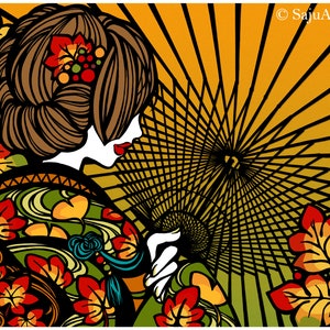 Print 8.5&quot;x11&quot; &quot;Bangasa and Autumn Color&quot; - asian beauty - japanesque - autumn