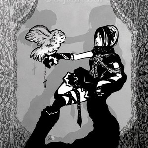 Ansichtkaart "Uil en ik" - mooi wezen - gothic