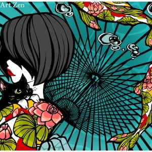 Print 8.5&quot;x11&quot;  &quot; Neko koi koi &quot; - asian beauty - japanesque - cat