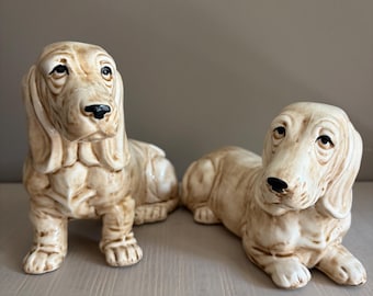 Vintage Basset Hound Dog Figurine Set