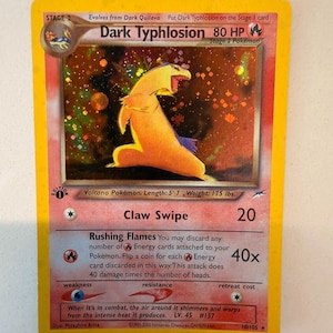 dark typhlosion pokemon card value 2002 Neo Destiny 1st Edition Holo #10 PSA 8 NM Grail Collectibles AZ Weakness Water +30 Retreat Cost Dark Typhlosion - Etsy