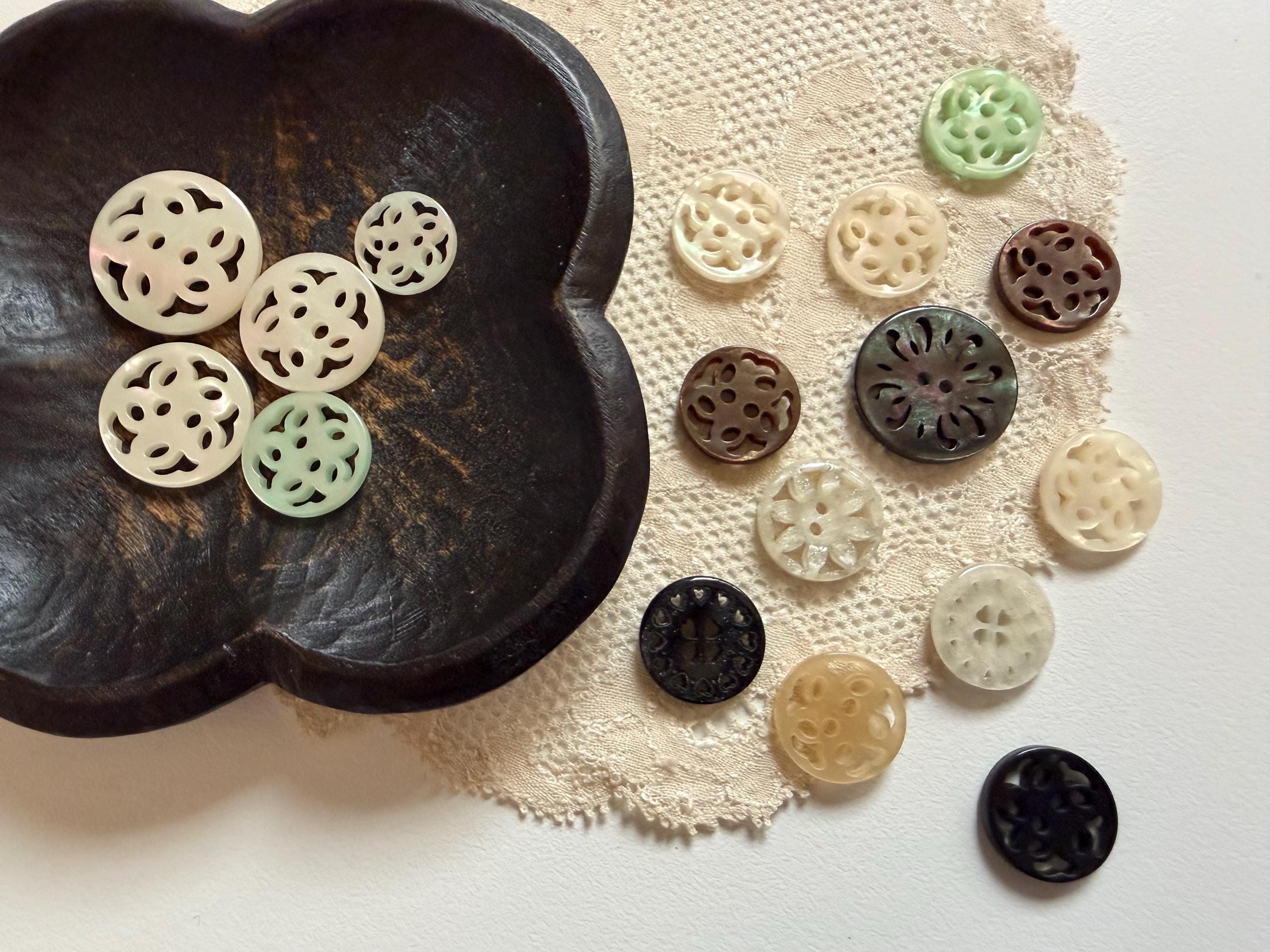 Vintage Japanese Openwork Button Assortment, Set of 17 Mixed