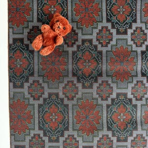 Vintage Japanese Fabric Cut | Floral Geometric Print Textile | Orange Gray Retro Material | 1 Meter Sewing Craft Supplyビンテージ