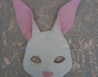 White rabbit mask, ideal for dressing up, role plays, costume parties for little children at Easter or Halloween.