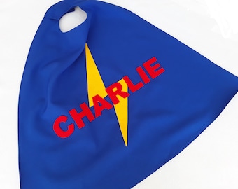 Fabulous Flash cape with name for dressing up as a superhero.  Perfect gift or present.