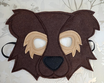 Brown Bear mask, dress up or role play costume for children.