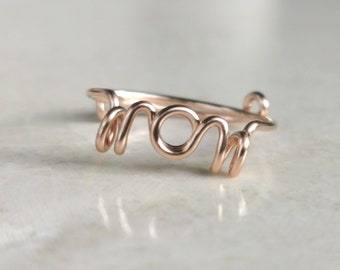 WOW! Mom ring, for all super moms, a perfect gift for mom, rose gold ring, WOW MOM