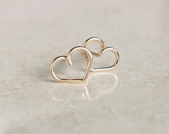 Heart stud earrings, small gold stud earrings with heart, gift for best friend, gift idea for Valentine's Day