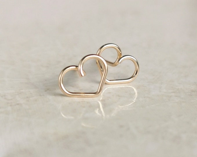 Small Heart Stud Earrings | Gold Filled & Silver | Minimalist Earrings | Gift for Girlfriend