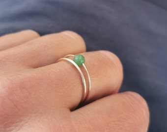 Aventurine Ring - Handmade Gold Filled Ring with Faceted Gemstone, Elegant Jewelry for Women