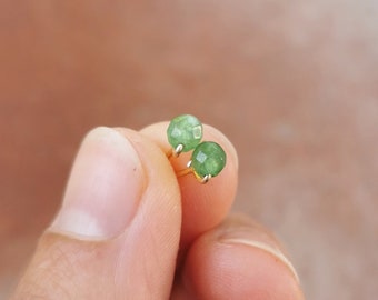 Green aventurine stud earrings, also ideal as a small earring for the second ear hole, small gift