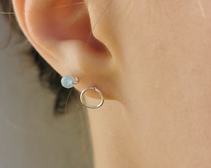 Circle stud earrings in silver | Minimalist geometric earrings | Handmade jewelry