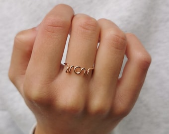 WOW MOM ring, Mother's Day gift, ring for mom in fine rose gold filled, handmade jewelry