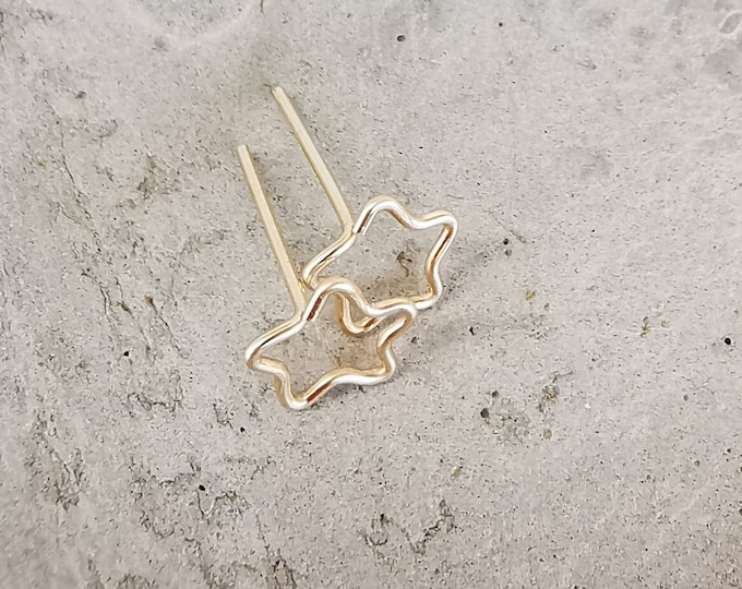 Star earrings, delicate stud earrings made of fine gold filled, handmade jewelry, a small Christmas gift for girls.