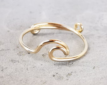 Wave ring, ring wave, surfer jewelry, gold ring, beach jewelry, ocean jewelry, lovingly handmade, wave symbol