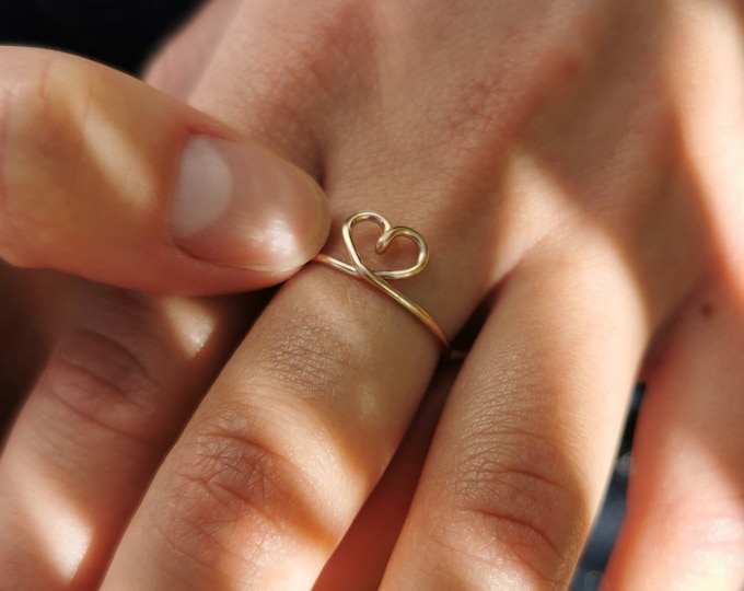 Delicate heart ring - a minimalist treasure and exquisite gift for girls, in sterling silver, handmade jewelry