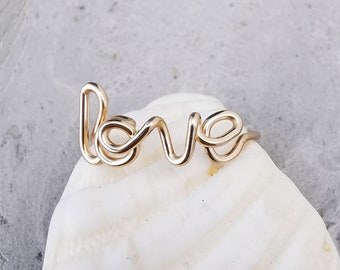 LOVE ring, engagement ring in elegant gold filled, handmade jewelry, gold wedding ring, love gift, romantic gifts