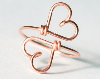Filigree Dopeelherz Ring in Rosé Gold Filled, gift for you and your best friend