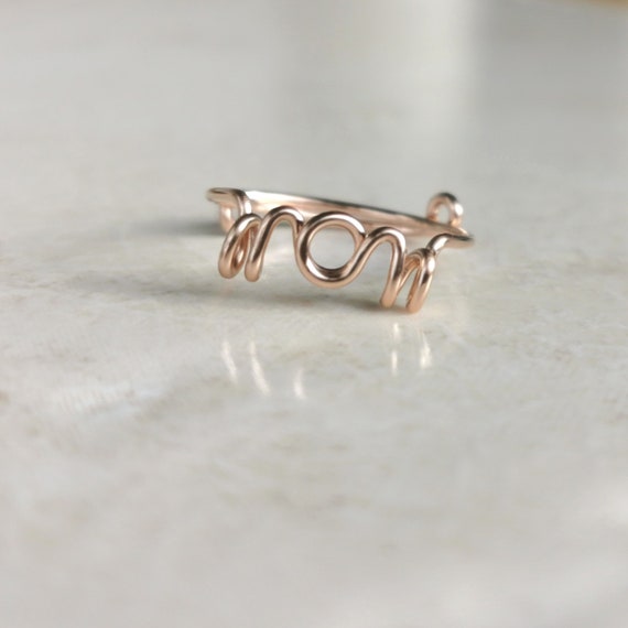 WOW Mama ring in rose gold, super mom gift idea, WOW MOM ring for strong moms, handmade jewelry