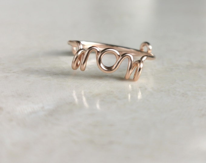 WOW Mama Ring in rose gold, Supermom gift idea, WOW MOM Ring for strong moms, handmade jewelry