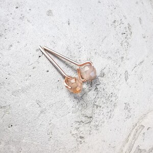 minimalist moonstone earrings, ideal as a small earring also for the second ear hole, birthstone June image 2