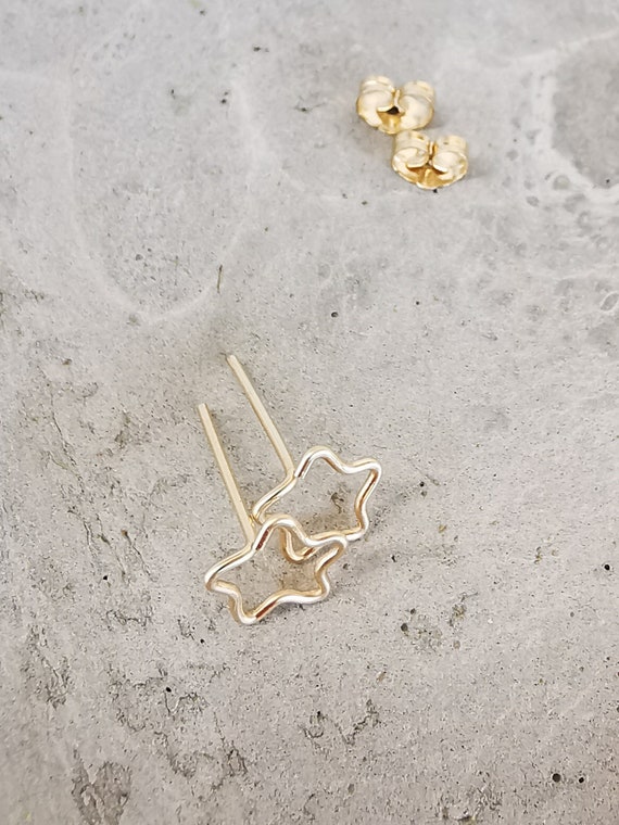 Star stud earrings in gold, fine jewelry for Christmas, a beautiful gift for women and girls