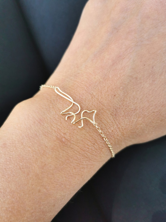Fox Bracelet Gold - handmade fox design bracelet with animal pendant, delicate chain, unique jewelry for the wrist I KIZZU