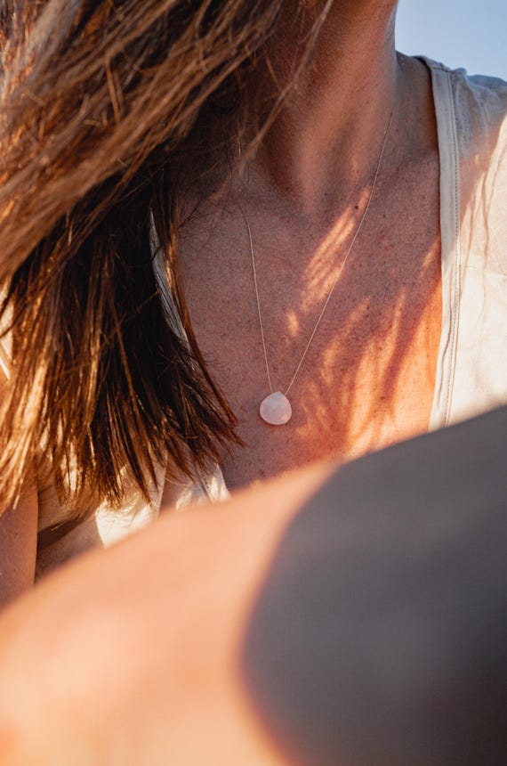 Rose Quartz Necklace, Rose Quartz Pendant, Pink Gemstone Necklace, Delicate Necklace, Natural Stone Jewelry, Gold Filled