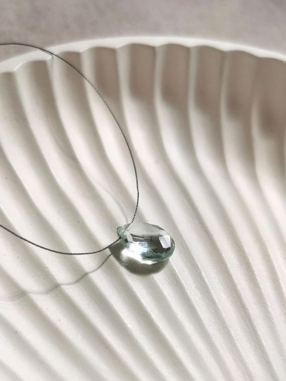 Aquamarine necklace, thread necklace with pendant - gemstone jewelry for clarity, harmony and good vibes, birthstone March I KIZZU