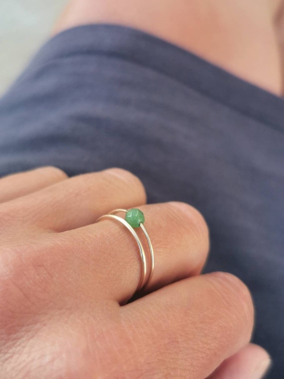 Aventurine ring - handmade gold filled ring with faceted gemstone, fine jewelry for women