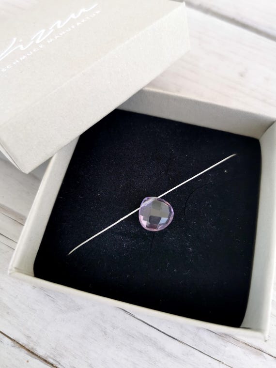 Amethyst Kette mit natürlichem Edelstein Anhänger – ultrafeine Fadenkette, Geburtsstein Februar
