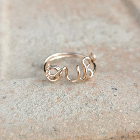 OUI statement ring, OUI engagement ring in rose gold, handmade jewelry, yes I want