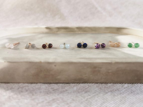 Small gemstone earrings – in sterling silver, gold filled or rose gold filled – with symbolic power – small gift for her | KIZZU