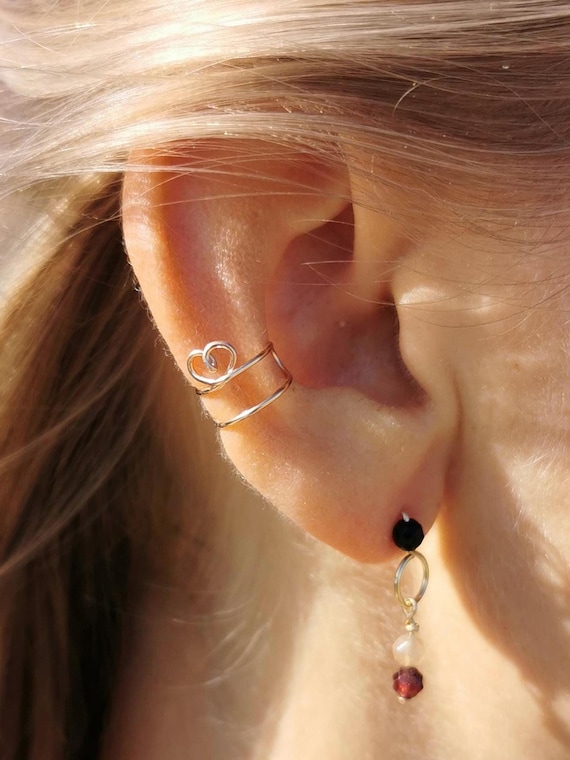 Heart Ear Cuff without Piercing – Adjustable Ear Cuff in Silver, Gold Filled and Rose Gold