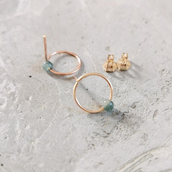 Kyanite stud earrings – green gemstone earrings made of handmade jewelry, gift for women I KIZZU jewelry