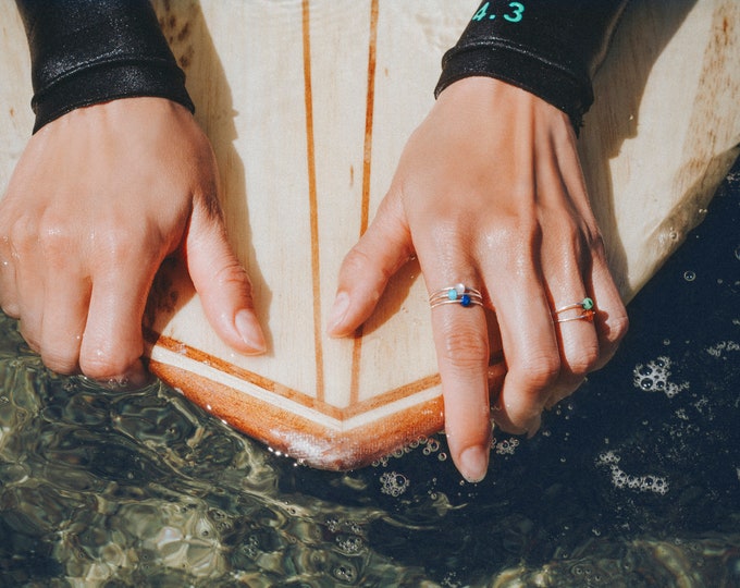 Delicate silver ring with gemstone - lapis lazuli, garnet, amazonite - stacking ring, surfer jewelry, gift for girlfriend, handmade jewelry