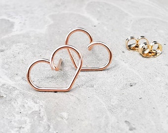 Minimalist stud earrings, studs with heart, beautiful gift for your best friend