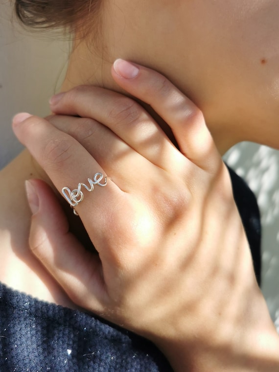 LOVE statement ring made of silver, 'I love you' romantic love ring for your partner or as a gift to yourself!