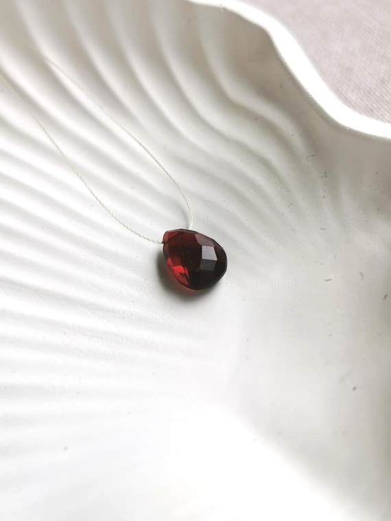 Garnet pendant on an ultra-fine thread chain – for moments when you need strength, natural red gemstone jewelry, gift for her
