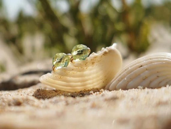 Peridot Stud Earrings – Joy of Life and Renewal - Gold Filled - Minimalist Earrings, August Birthstone Jewelry I KIZZU