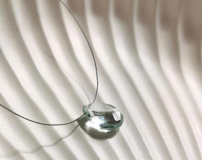 Aquamarine Necklace with Natural Gemstone, Waterproof Necklace, Dainty Blue Jewelry, Minimalist Necklace
