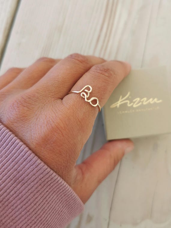 Personalized Gold Filled Name Ring | Ring with Partner's Name | Delicate Minimalist Handmade Ring | Gift for Girlfriend | KIZZU