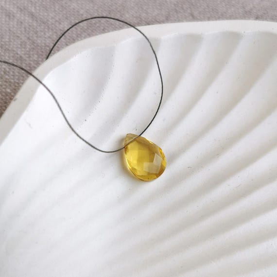 Delicate thread necklace with citrine pendant, gemstone necklace, sunstone jewelry, gift for women I KIZZU